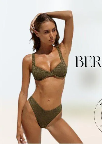 NWT Berlook Green Crochet Underwire Bikini Top + Bottoms Women's Size XL Summer - Image 2