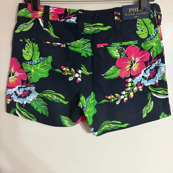Polo Ralph Lauren Womens Navy Bright Hibiscus Floral Shorts Size 2 211603472002 - Image 8