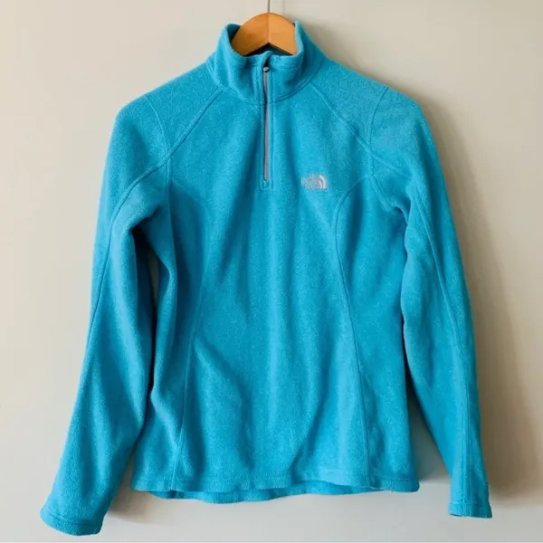 The North Face Polartec Classic Turquoise Fleece Quarter Zip Pullover Size Small - Image 4