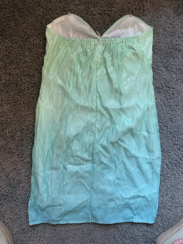 Mint Ombre Strapless Sequin Bodycon Dress Green - Image 4