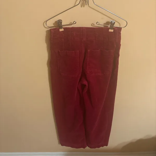 Anthropologie Maeve Colette Fuchsia Corduroy Wide Leg Cropped Pants - Image 5