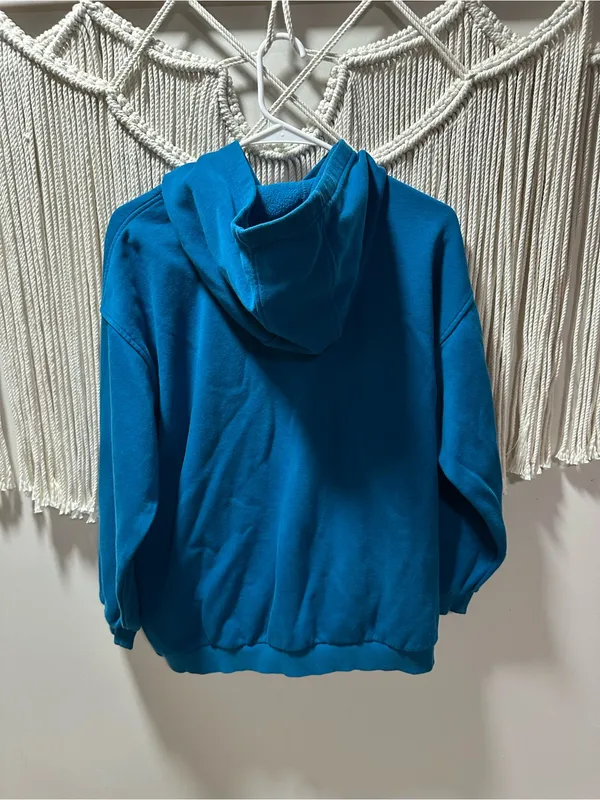 Nike Teal Blue Pullover Hoodie with Small White Swoosh - Image 5