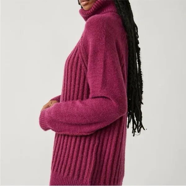 Free People Big City Turtleneck Sweater In Mulberry‎ Garnet Size Medium NWT - Image 2