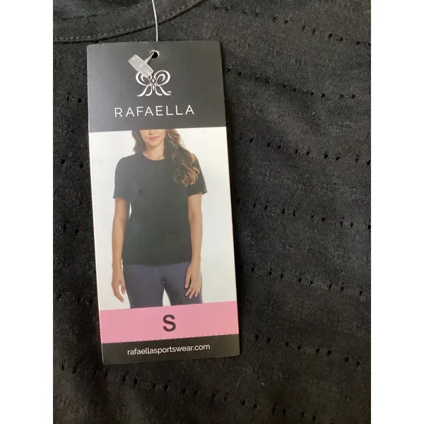 Rafaella Womens Black Pointelle Puff Sleeve Crew Neck‎ Top RSKSD000 Small NWT - Image 2