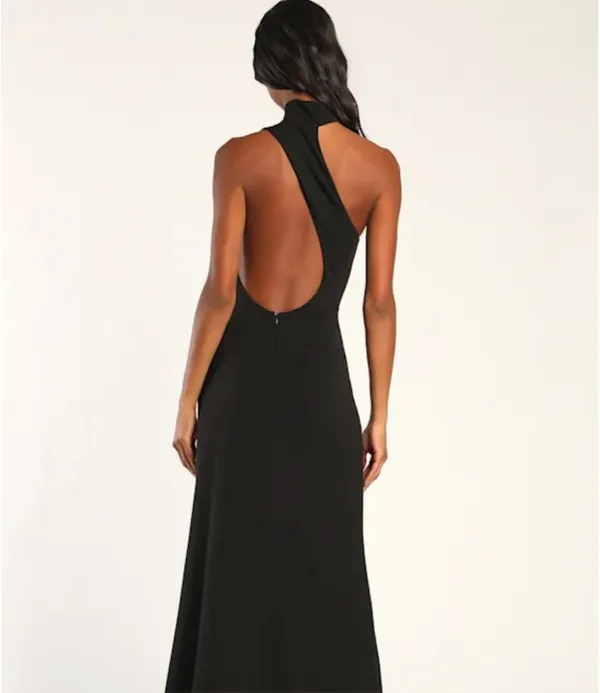Lulus Keep It Interesting Black Asymmetrical Cutout Halter Maxi Dress - Size L - Image 2