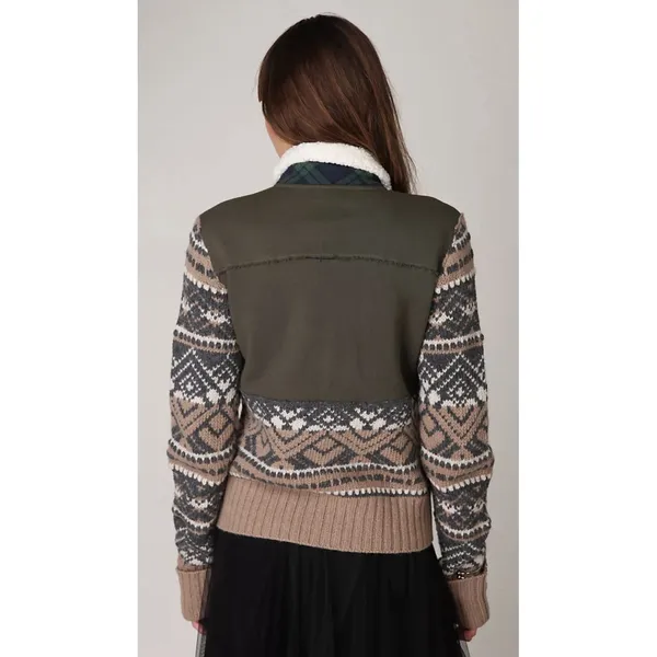 We The Free Fairisle Bomber Jacket Size XS Wool Cotton Utility - Image 3