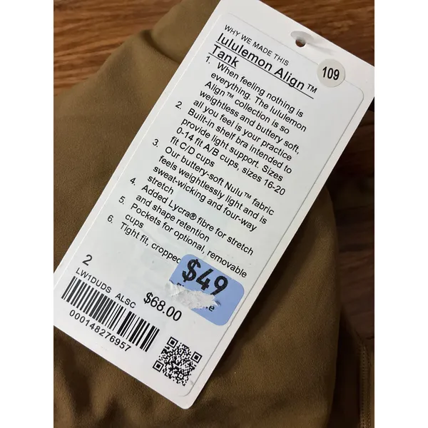 Lululemon Align Tank Top Light Support A/B Cup Size 2 Nulu Beige Tan - Image 3