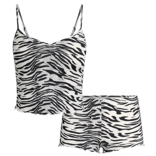 SKIMS NWT Sleep Cami Set Black and White Snow Tiger Print Pajama Set Size L - Image 3