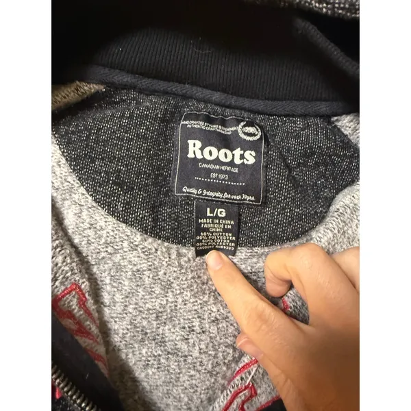 Roots Park City Full‎ Zip Hoodie Jacket Charcoal Gray Size Large Beaver - Image 5