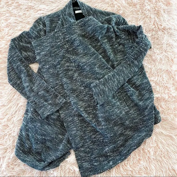 Lovers & Friends Marled Drape Cardigan in Black White Small - Image 3