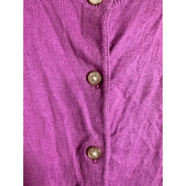 Banana Republic Cardigan Petunia Purple Cotton Silk V-Neck Sweater Size M‎ - Image 3