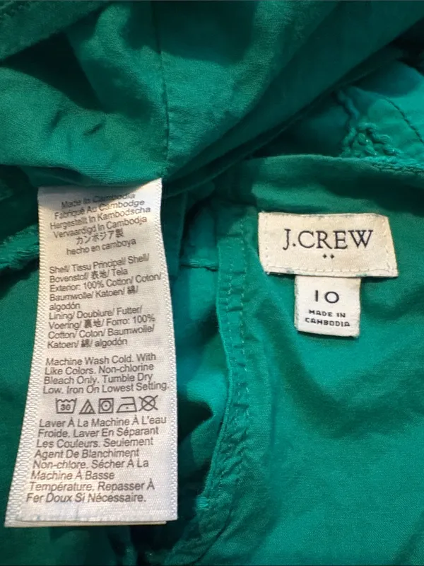 J Crew Size 10 Dublin Green Eyelet Puff Sleeve Floral Embroidery Dress - Image 3