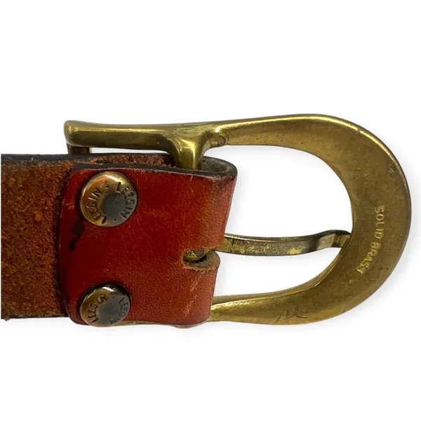 Vintage Jordache Leather Solid Brass Buckle Belt 34"/ 1.5" Unisex Men Women - Image 3