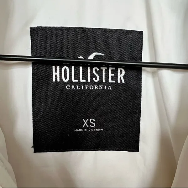 Hollister Cream Sherpa Bomber Jacket Full Zip with Snaps Size XS Off White - Image 5
