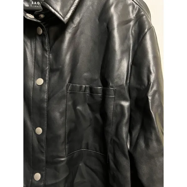 Bagatelle Collection Black Faux Leather Shacket Long Shirt Jacket‎ XL - Image 3