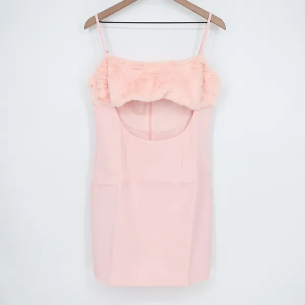 Naked Wardrobe The Statement Pink Faux Fur Cutout Mini Dress Large - Image 2