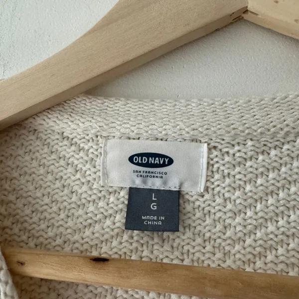 Old Navy‎ Cream Relaxed Textured Crewneck Sweater - Image 3