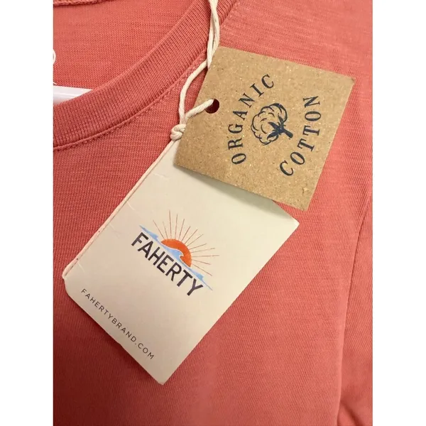 NWT Faherty Branson Dress Desert Sand Coral Tiered Midi Organic Cotton‎ XS - Image 6