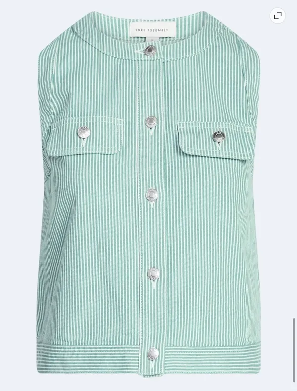 Free Assembly Button front sleeveless stripe top - Image 4