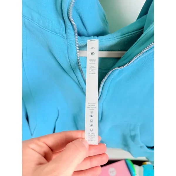 Lululemon Scuba Oversized Half Zip Hoodie Turquoise - Image 3
