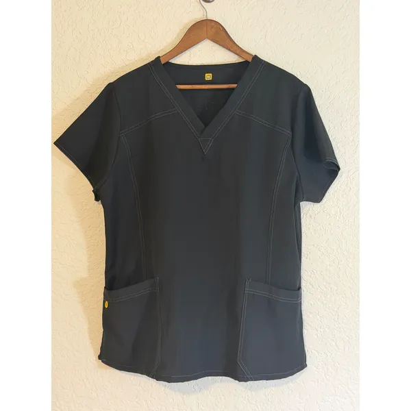 WonderWink Scrub Top Black XL Women V-Neck Short Sleeve 6214A Workwear Medical - Image 8