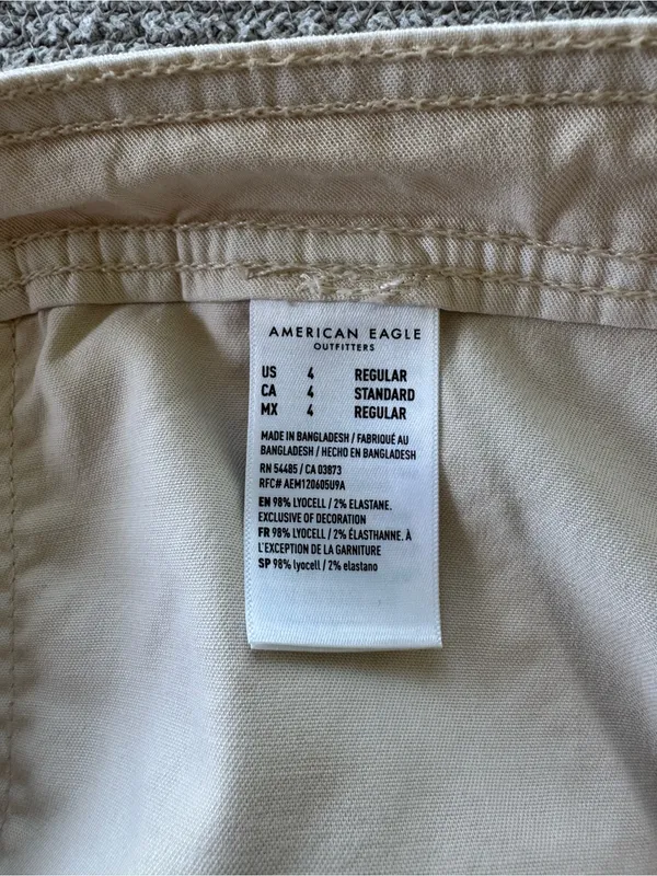 American Eagle Outfitters Ivory Beige Baggy Wide Leg Cargo Pants W Drawstring 4 - Image 10