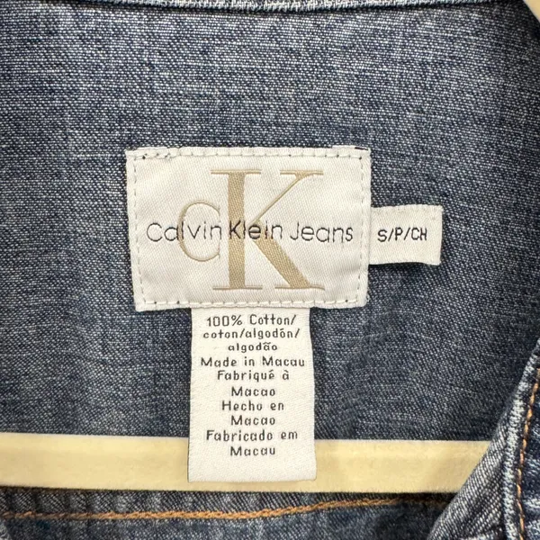 Calvin Klein Jeans Women's Dark Wash Denim Trucker Jacket Blue Cotton Size Small - Image 7