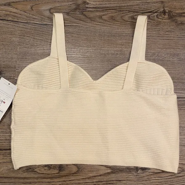 NWT AS Revival Altar'd State Cream Knit Ribbed Crop Top Women's size Large - Image 4