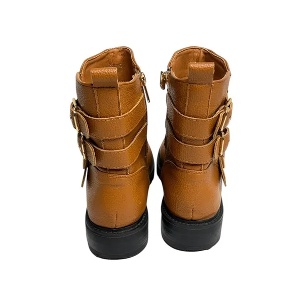 G. C. Shoes Strappy Buckle Moto Cognac Kingsburg Ankle Boots 8.5 EU‎ 39 Casual - Image 4