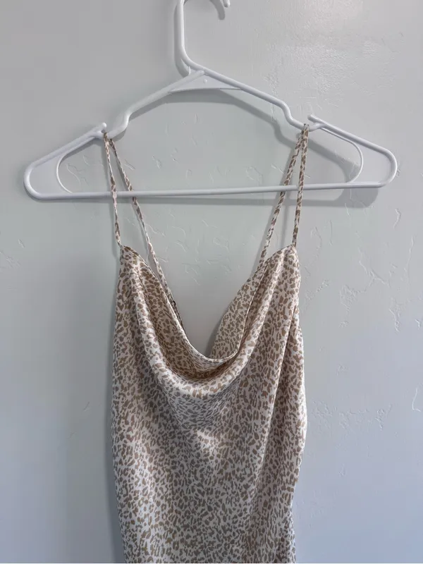 Abercrombie & Fitch White Tan Cheetah Print Slip Dress Small - Image 3