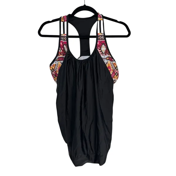 YONIQUE Black Tribal Print Tankini Swimsuit Shorts Set‎ Women's Size L - Image 8
