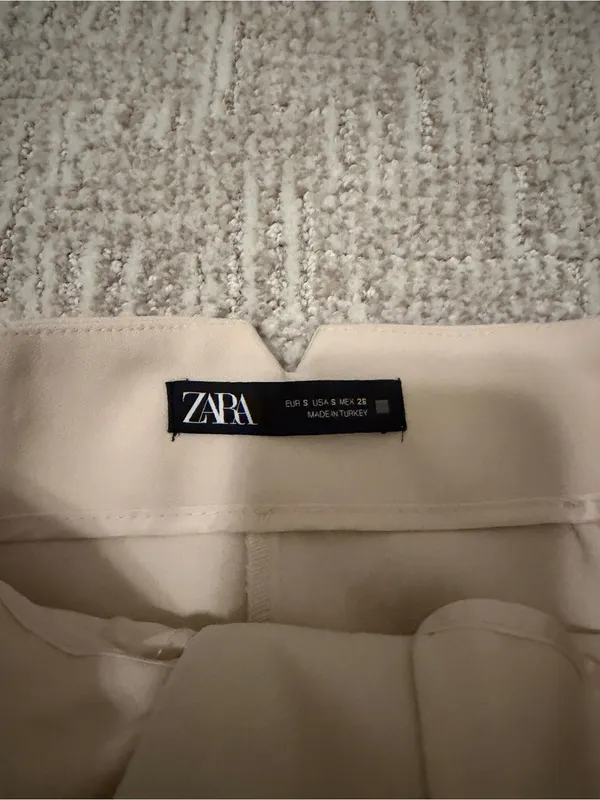 Zara Cream High-Waist Tailored Trousers - Image 4