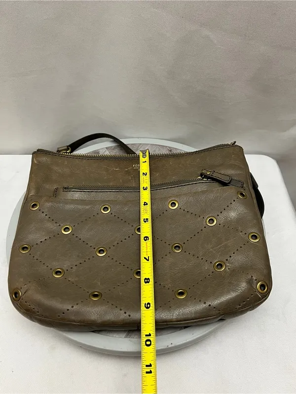 Fossil Issue No. 1954 Brown Leather Crossbody Bag Grommet Studded Purse - Image 7