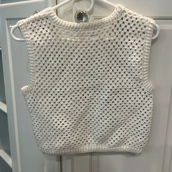 Mango MNG Granny Square Hand Crocheted Sweater XS/S - Image 5