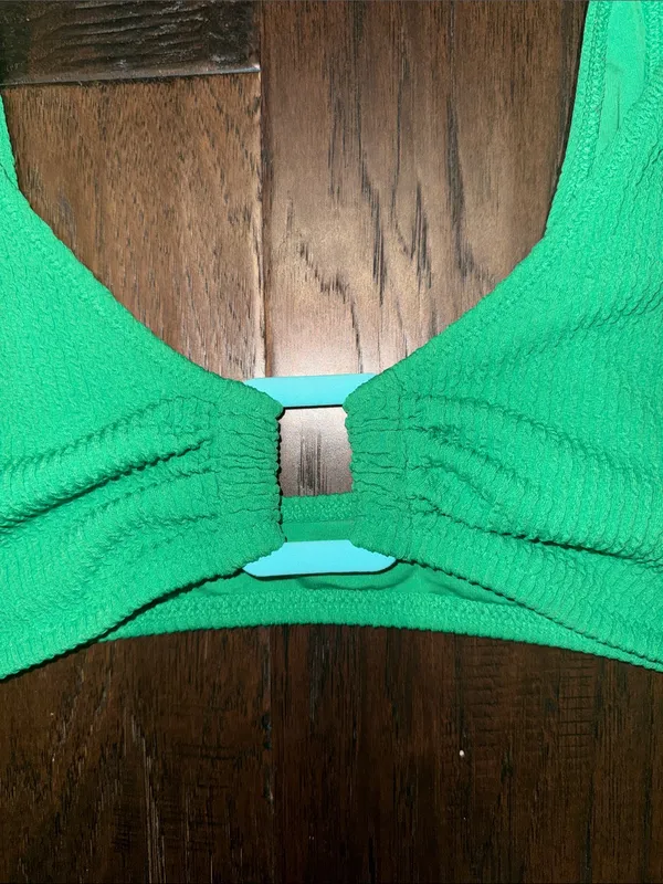 Aerie Green Textured Bralette Swim Top Large - Image 2