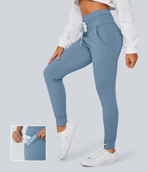 Halara Softlyzero HighWaisted Drawstring Full Length Joggers Gray Blue Medium - Image 2