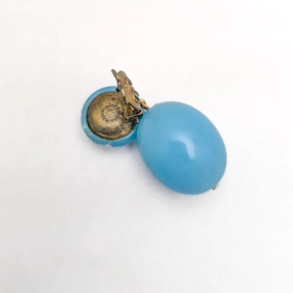 Vintage Clip On Earrings Blue Dangle Drop Retro W Germany Stylish Statement - Image 6