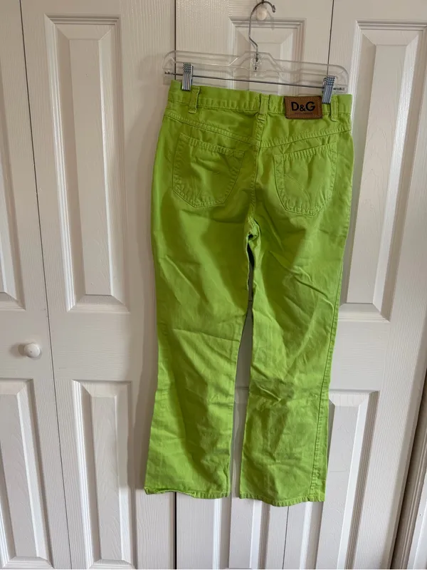 Dolce & Gabbana D&G Vintage 90s Y2K Lime Green Trousers Size 28 - Image 3