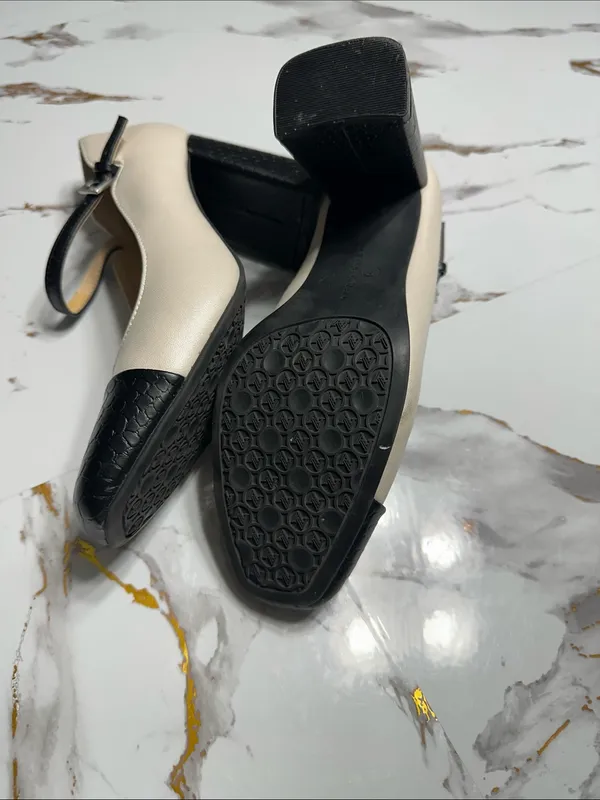 Adrienne Vittadini Two-Tone Block Heel Mary Janes - Black & Cream - Image 8