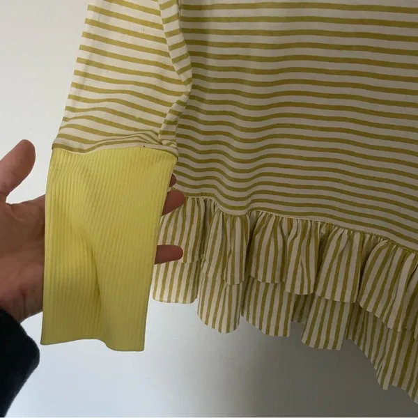 Anthropologie Ella Mara Yellow Striped Top Peplum Ruffles - Image 2