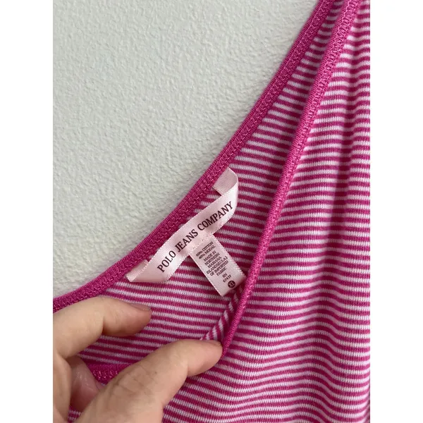 Polo Jeans Co Pink Stripe Tank‎ Top Cotton Modal Y2K Size XL - Image 3