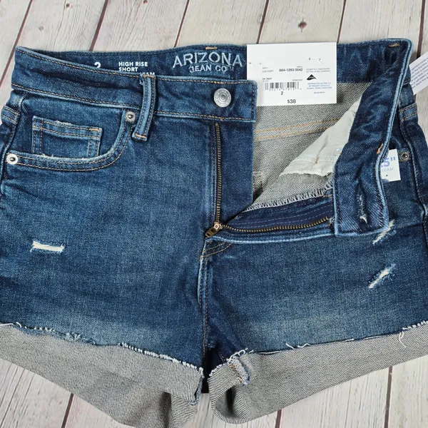 Arizona Jean Co High Rise Denim‎ Shorts Womens Size 2 2.5 Inch Inseam Cuffed - Image 3