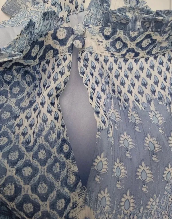 Blue and White 1 State Patchwork Dress - Image 3