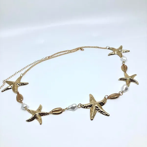 Y2K Mermaidcore Gold Starfish Shell Chain Belt, Fits 24–38 Inches, X7GA1157 - Image 7