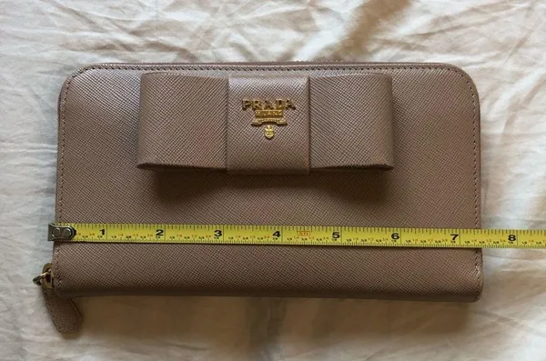 Prada Saffiano Ribbon Bow Zip Around Wallet - Image 7