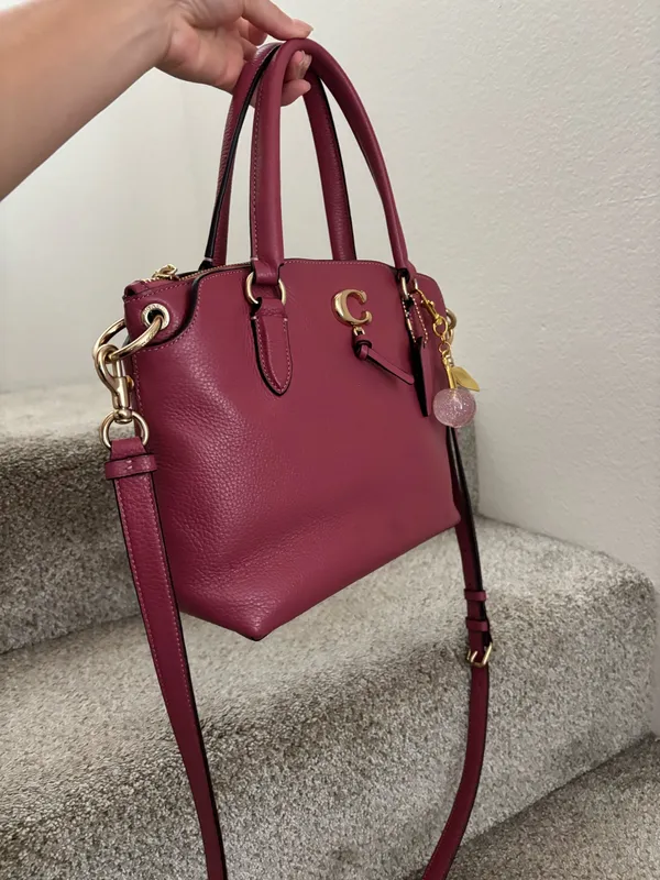 Coach Pink Remi Satchel Pebbled Leather Crossbody Shoulder Bag - Image 5
