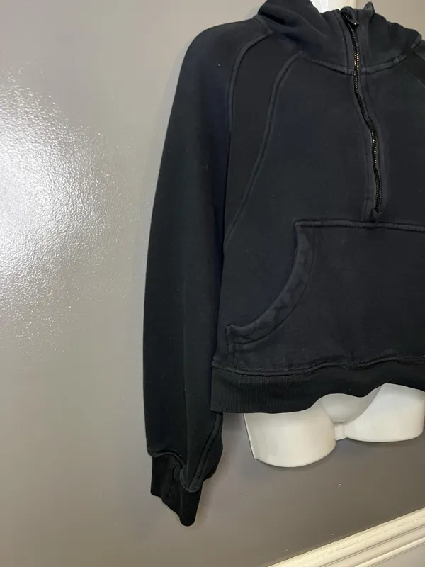 CRZ YOGA Hoodie Womens Medium Black Fleece 1/2 Zip Thumbholes Sweatshirt - Image 2