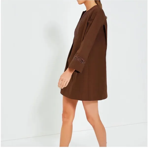 NEW Tuckernuck Brown Embroidered Tahlia Gown Mini Dress Size Medium - Image 2