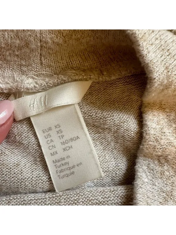 H&M Turtleneck Sweater Fine Knit Cream White XS - Image 5