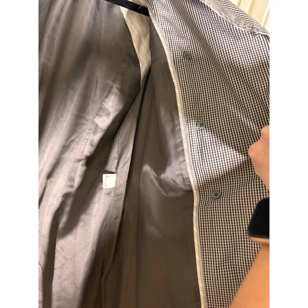 Banana Republic Gingham‎ Trench Raincoat Medium Belted Double Breasted Coat - Image 11